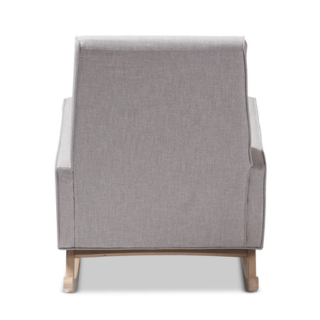 Baxton Studio Marlena Greyish Beige Upholstered Whitewash Wood Rocking Chair 143-7842